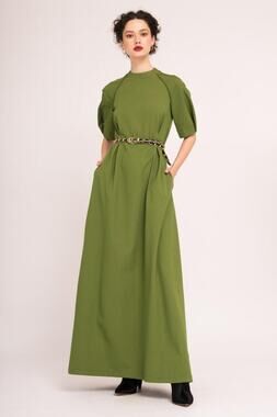 Bluzat Moda Urbana Dress Green Maxi Dress With Puff Sleeves NWOT